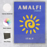 Amalfi Coast Italy Retro Travel Poster Canvas Wall Art Print Decor Picture Ready to Hang