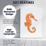 Watercolour Orange Seahorse Coastal Marine Illustration Canvas Wall Art Print Decor Picture Ready to Hang