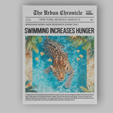 Tropical Leopard Swimming Pool Newspaper Collage Canvas Wall Art Print Decor Picture Ready to Hang