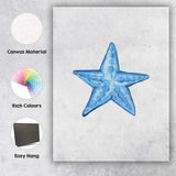 Blue Watercolour Starfish Coastal Marine Illustration Canvas Wall Art Print Decor Picture Ready to Hang