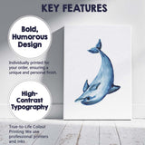 Blue Watercolour Dolphin Coastal Marine Illustration Canvas Wall Art Print Decor Picture Ready to Hang