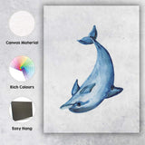 Blue Watercolour Dolphin Coastal Marine Illustration Canvas Wall Art Print Decor Picture Ready to Hang