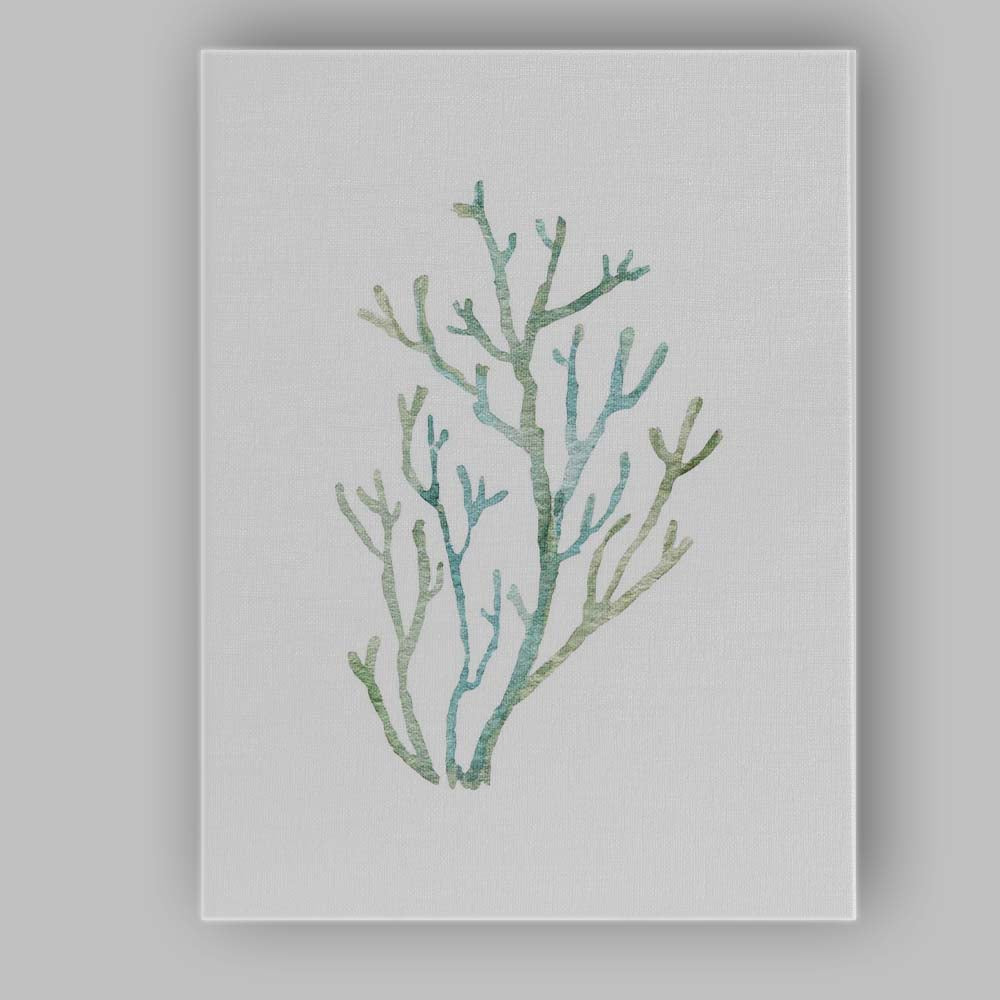 Soft Blue Watercolour Sea Coral Coastal Illustration Canvas Wall Art Print Decor Picture Ready to Hang