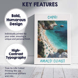 Capri Amalfi Coast Italy Scenic Beach Travel Poster Canvas Wall Art Print Decor Picture Ready to Hang