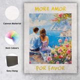More Amor Por Favor Romantic Amalfi Coast Couple Travel Poster Canvas Wall Art Print Decor Picture Ready to Hang