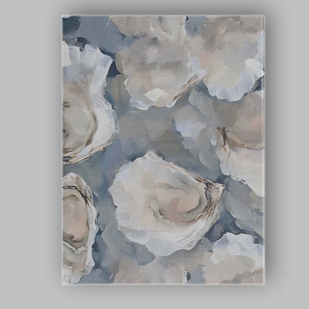 Abstract Oyster Shell Coastal Textured Painting Canvas Wall Art Print Decor Picture Ready to Hang