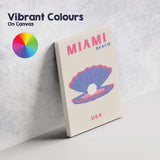 Miami Beach USA Pearl Shell Coastal Travel Poster Canvas Wall Art Print Decor Picture Ready to Hang