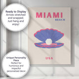 Miami Beach USA Pearl Shell Coastal Travel Poster Canvas Wall Art Print Decor Picture Ready to Hang