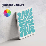 Minimalist Turquoise Abstract Floral Cutout Design Canvas Wall Art Print Decor Picture Ready to Hang
