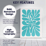 Minimalist Turquoise Abstract Floral Cutout Design Canvas Wall Art Print Decor Picture Ready to Hang