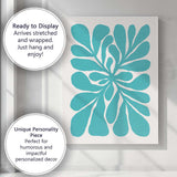 Minimalist Turquoise Abstract Floral Cutout Design Canvas Wall Art Print Decor Picture Ready to Hang