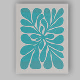 Minimalist Turquoise Abstract Floral Cutout Design Canvas Wall Art Print Decor Picture Ready to Hang