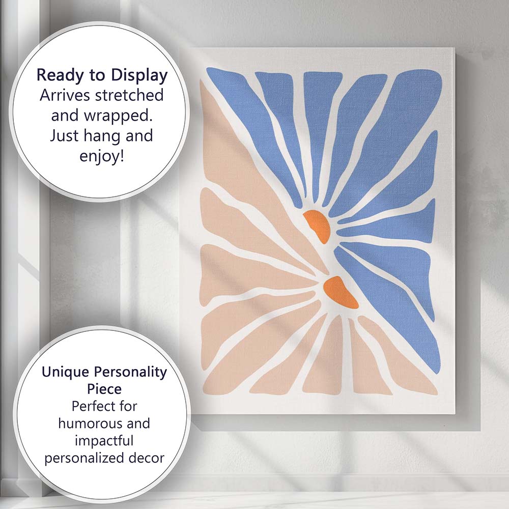 Minimalist Blue Beige Abstract Botanical Floral Shapes Canvas Wall Art Print Decor Picture Ready to Hang