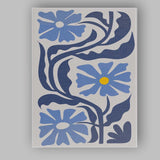 Modern Blue Floral Vine Botanical Abstract Illustration Canvas Wall Art Print Decor Picture Ready to Hang