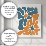 Abstract Teal Orange Organic Shapes Modern Minimalist Canvas Wall Art Print Decor Picture Ready to Hang