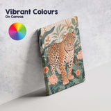 Botanical Leopard Jungle Floral Wildlife Illustration Canvas Wall Art Print Decor Picture Ready to Hang