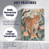 Botanical Leopard Jungle Floral Wildlife Illustration Canvas Wall Art Print Decor Picture Ready to Hang
