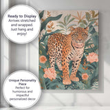 Botanical Leopard Jungle Floral Wildlife Illustration Canvas Wall Art Print Decor Picture Ready to Hang