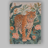 Botanical Leopard Jungle Floral Wildlife Illustration Canvas Wall Art Print Decor Picture Ready to Hang
