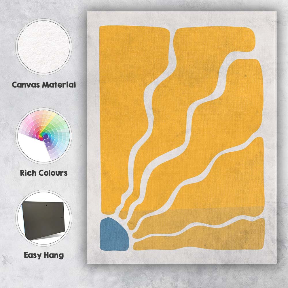 Minimalist Mustard Yellow Abstract Organic Shapes Canvas Wall Art Print Decor Picture Ready to Hang