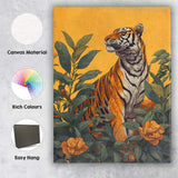 Majestic Bengal Tiger Jungle Botanical Wildlife Canvas Wall Art Print Decor Picture Ready to Hang