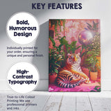 Tropical Indoor Tiger Disco Ball Botanical Interior Canvas Wall Art Print Decor Picture Ready to Hang