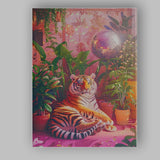 Tropical Indoor Tiger Disco Ball Botanical Interior Canvas Wall Art Print Decor Picture Ready to Hang