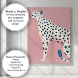 Minimalist White Cheetah Pink Background Modern Wildlife Canvas Wall Art Print Decor Picture Ready to Hang