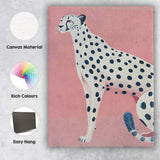 Minimalist White Cheetah Pink Background Modern Wildlife Canvas Wall Art Print Decor Picture Ready to Hang