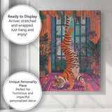 Playful Tiger Handstand Colourful Botanical Interior Canvas Wall Art Print Decor Picture Ready to Hang