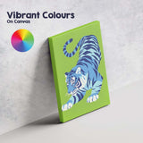 Modern Blue Tiger Lime Green Minimalist Wildlife Illustration Canvas Wall Art Print Decor Picture Ready to Hang