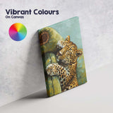 Sleeping Leopard Hugging Avocado Whimsical Animal Oil Painting Canvas Wall Art Print Decor Picture Ready to Hang