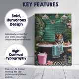 Luxury Tiger Relaxing In Bubble Bath Tropical Bathroom Canvas Wall Art Print Decor Picture Ready to Hang