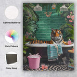 Luxury Tiger Relaxing In Bubble Bath Tropical Bathroom Canvas Wall Art Print Decor Picture Ready to Hang