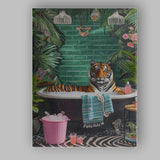 Luxury Tiger Relaxing In Bubble Bath Tropical Bathroom Canvas Wall Art Print Decor Picture Ready to Hang