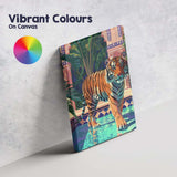 Majestic Tiger Walking Through Exotic Palace Courtyard Canvas Wall Art Print Decor Picture Ready to Hang