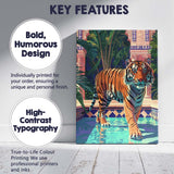 Majestic Tiger Walking Through Exotic Palace Courtyard Canvas Wall Art Print Decor Picture Ready to Hang