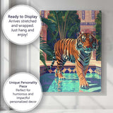 Majestic Tiger Walking Through Exotic Palace Courtyard Canvas Wall Art Print Decor Picture Ready to Hang