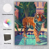 Majestic Tiger Walking Through Exotic Palace Courtyard Canvas Wall Art Print Decor Picture Ready to Hang