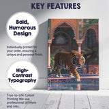 Regal Tiger Walking Beside Ornate Mosaic Pool Canvas Wall Art Print Decor Picture Ready to Hang