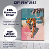 Contemporary Abstract Tiger Walk Pastel Expressionist Painting Canvas Wall Art Print Decor Picture Ready to Hang
