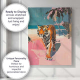 Contemporary Abstract Tiger Walk Pastel Expressionist Painting Canvas Wall Art Print Decor Picture Ready to Hang