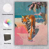 Contemporary Abstract Tiger Walk Pastel Expressionist Painting Canvas Wall Art Print Decor Picture Ready to Hang