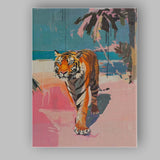 Contemporary Abstract Tiger Walk Pastel Expressionist Painting Canvas Wall Art Print Decor Picture Ready to Hang
