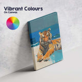 Modern Blue Abstract Tiger Portrait Expressionist Painting Canvas Wall Art Print Decor Picture Ready to Hang