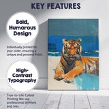 Modern Blue Abstract Tiger Portrait Expressionist Painting Canvas Wall Art Print Decor Picture Ready to Hang