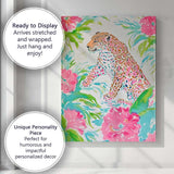 Pink Tropical Watercolour Leopard Botanical Illustration Canvas Wall Art Print Decor Picture Ready to Hang