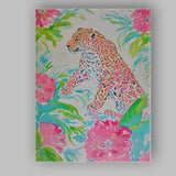 Pink Tropical Watercolour Leopard Botanical Illustration Canvas Wall Art Print Decor Picture Ready to Hang
