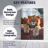 Stylish Lion Wearing Pink Sunglasses Luxury Lounge Portrait Canvas Wall Art Print Decor Picture Ready to Hang