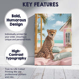 Elegant Cheetah On Pastel Beach Resort Bedding Canvas Wall Art Print Decor Picture Ready to Hang